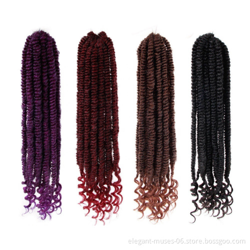 24 strands 16inches Twist Curly hair extension braids colored dreadlocks crochet braid hair Synthetic hair bulk passion tw